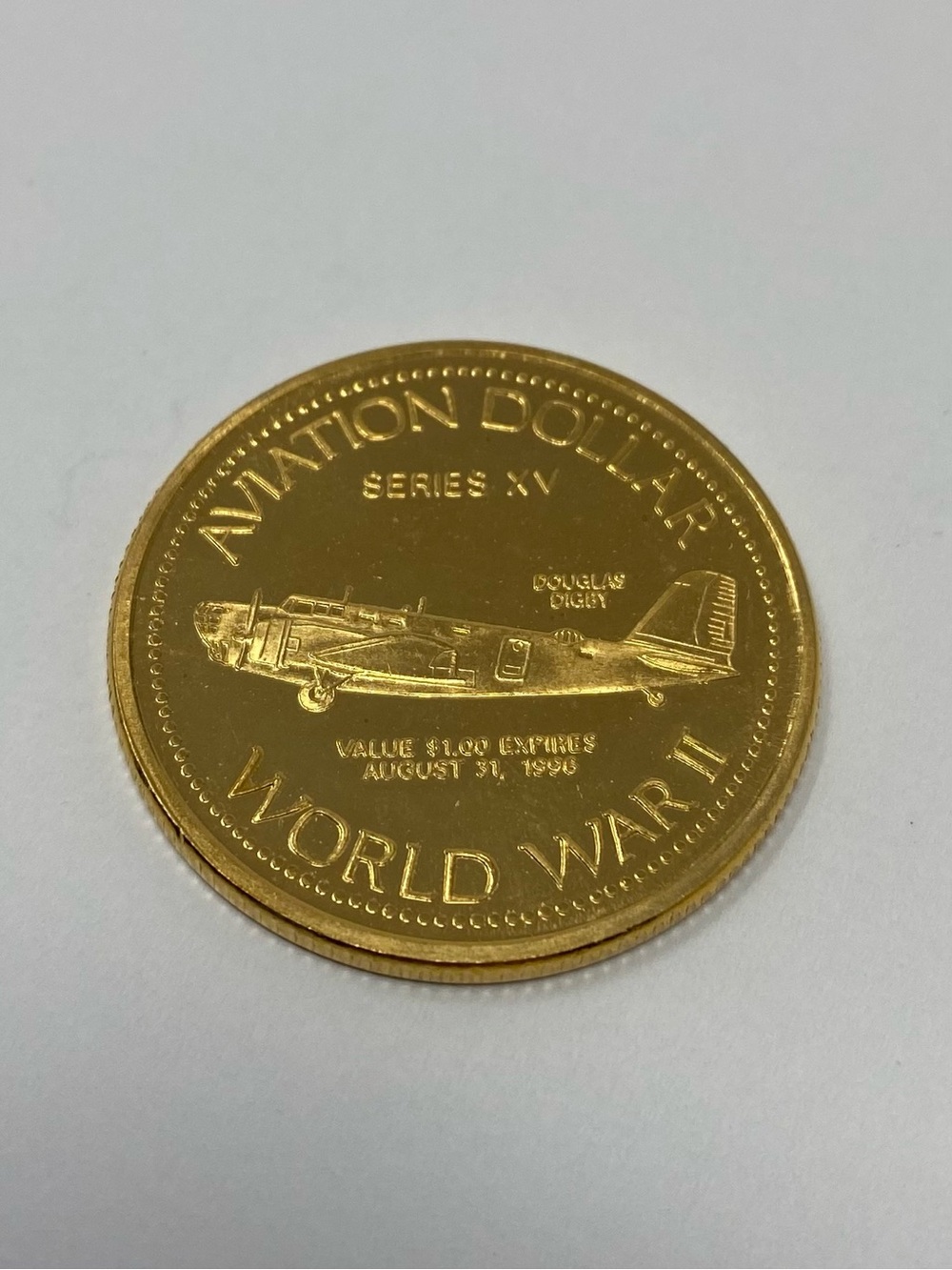 1996 Gander Aviation Dollar XV Series Gold Plated Tone Version WWII World War II